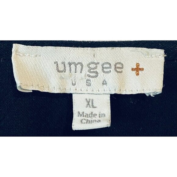 Umgee Top Womens XL Black Leopard Print Puffy Sleeve Linen Blend Fringe Hem Boho - Picture 5 of 7